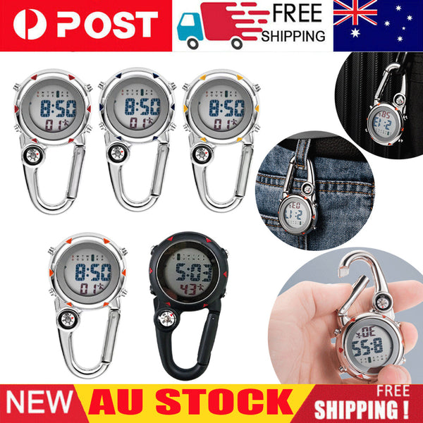 Nurse Fob Watch with Compass – Digital Carabiner Clip On Watch, 5 Colours