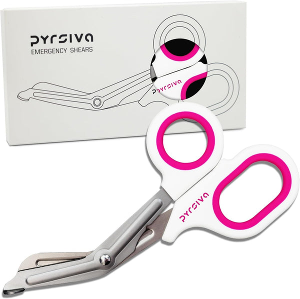 Pink Trauma Shears 7.5 Inch – Serrated Bandage Scissors with Rubber Grip Handles