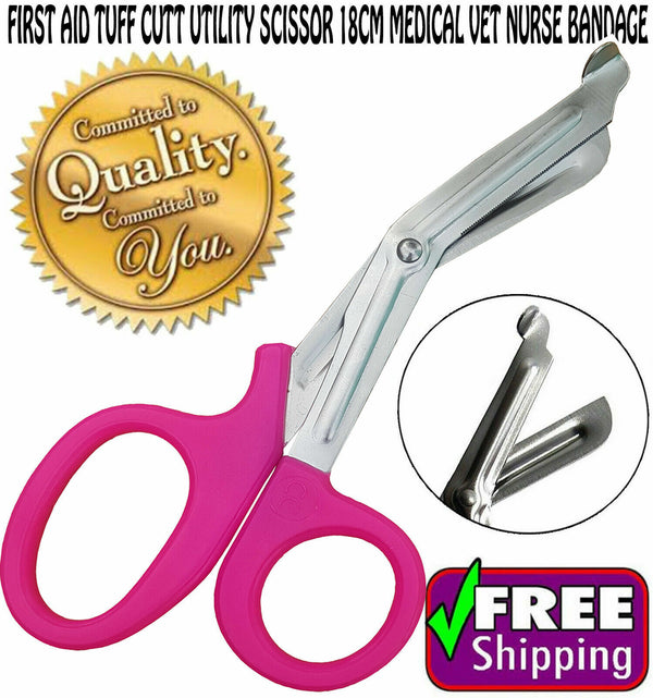 Trauma Shears 7.5 Inch – EMT Bandage Scissors with Safety Tip, First Aid Pink