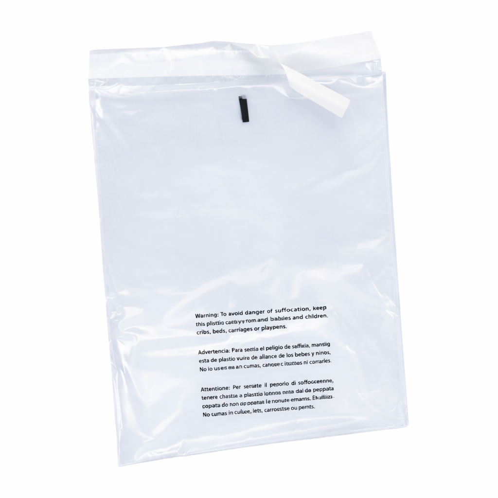 100pcs Self-Seal Clear Poly Bags 254x381mm | Resealable Plastic Packaging Bags with Suffocation Warning