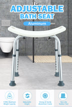 Adjustable Shower Chair Bath Seat with Armrests Bathroom Safety Bench