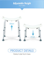 Adjustable Shower Chair Bath Seat with Armrests Bathroom Safety Bench