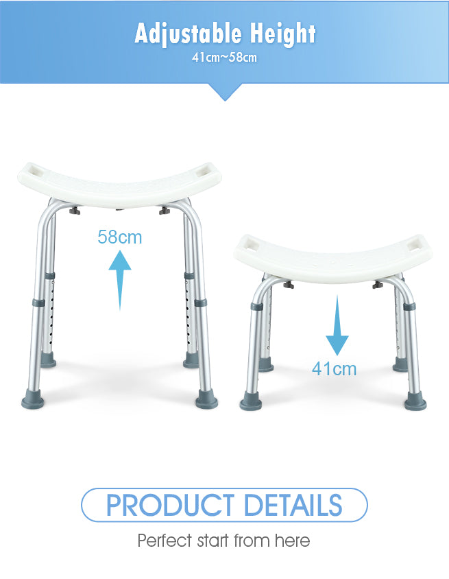 Adjustable Shower Chair Bath Seat with Armrests Bathroom Safety Bench