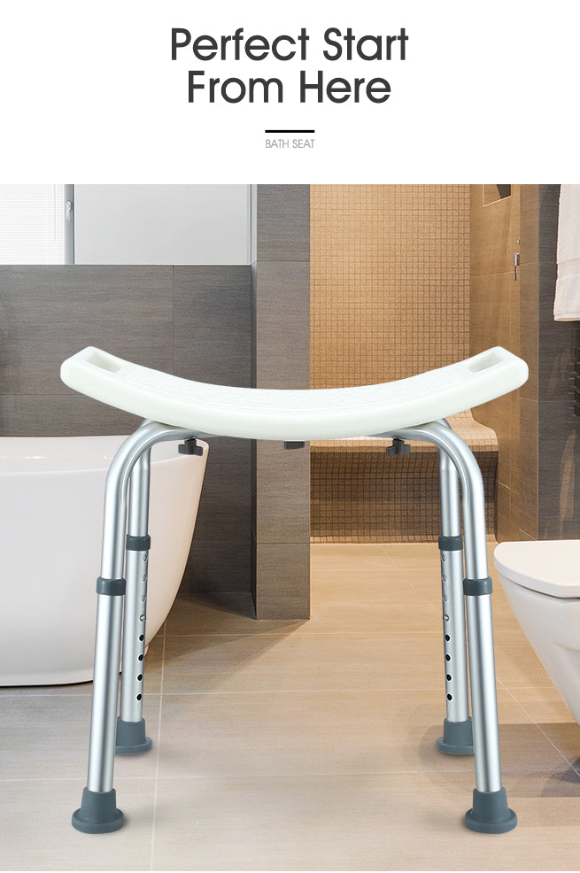 Adjustable Shower Chair Bath Seat with Armrests Bathroom Safety Bench