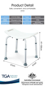 Adjustable Shower Chair Bath Seat with Armrests Bathroom Safety Bench
