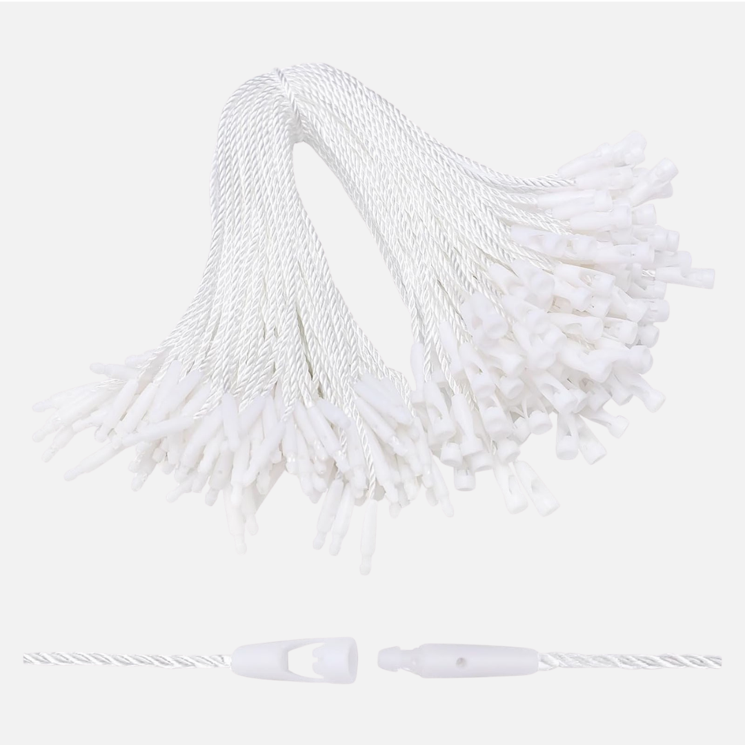 1000PCS Clothing Price Tag Strings - Bullet Head Hang Tags Label Lock Ties White
