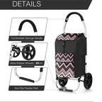 Foldable Aluminium Shopping Trolley Cart with Grocery Bag Heavy Duty Wheels