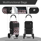 Foldable Aluminium Shopping Trolley Cart with Grocery Bag Heavy Duty Wheels