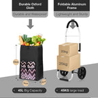 Foldable Aluminium Shopping Trolley Cart with Grocery Bag Heavy Duty Wheels
