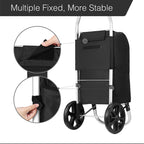 Foldable Aluminium Shopping Trolley Cart with Grocery Bag Heavy Duty Wheels