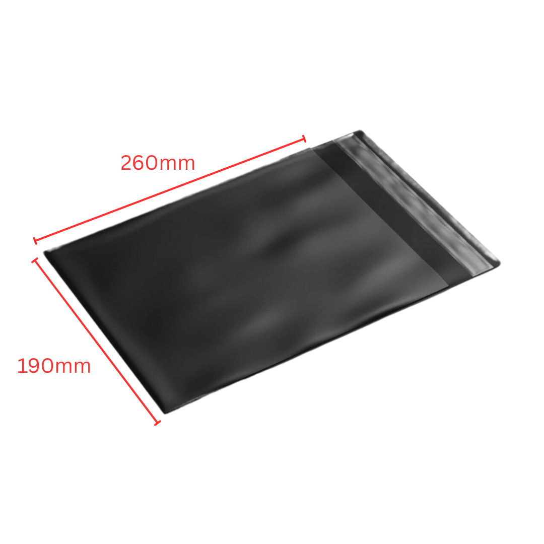 100pcs 190 x 260 mm Poly Mailer Shipping Bags – Self-Sealing Courier Satchel | Tear-Resistant & Black Interior