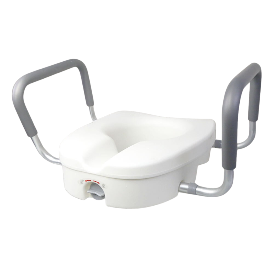 Adjustable Elevated Toilet Seat with Support Arms | Portable Bathroom Safety Aid for Elderly & Disabled