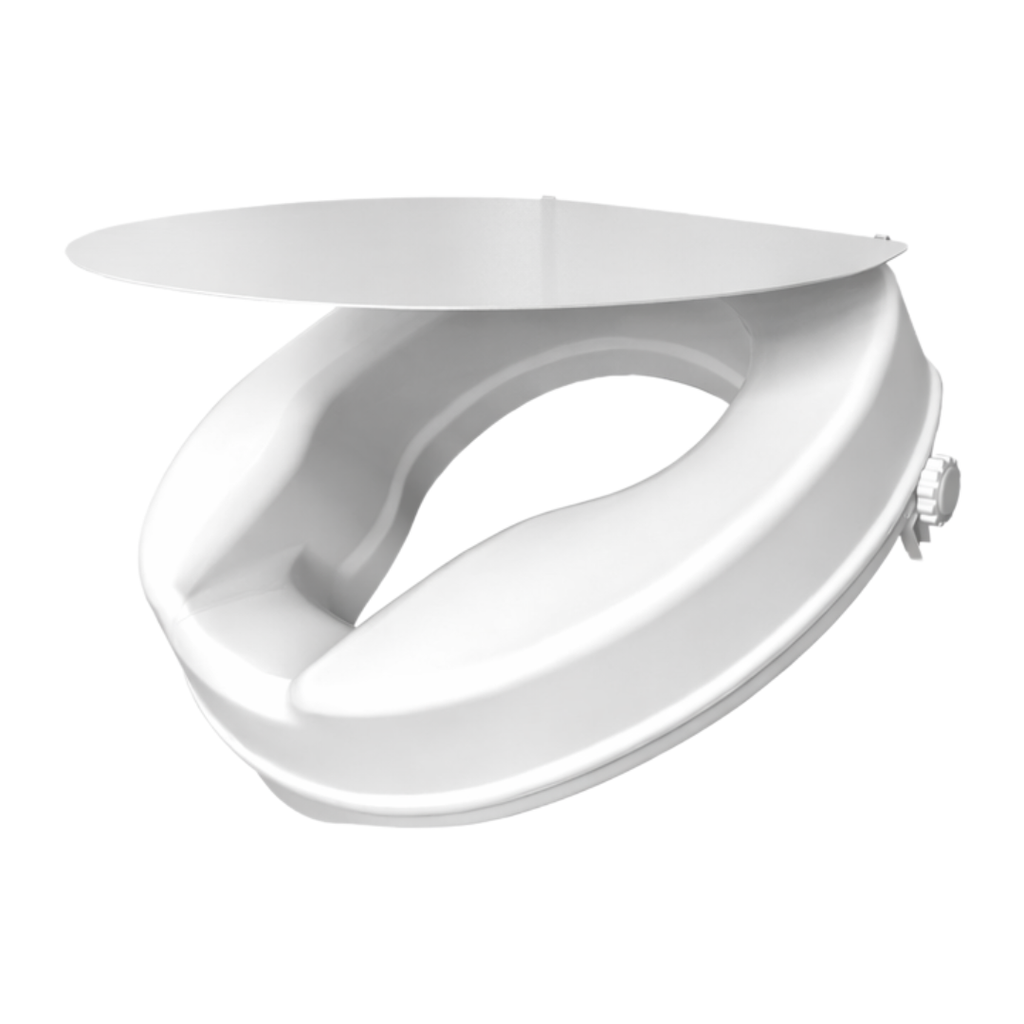 Elongated Raised Toilet Seat with Lid | Non-Slip Booster Seat for Elderly, Pregnant & Post-Surgery Recovery