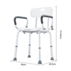 Adjustable Aluminium Shower Chair Bath Seat with Armrests Bathroom Safety Stool