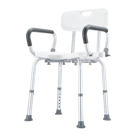 Adjustable Aluminium Shower Chair Bath Seat with Armrests Bathroom Safety Stool