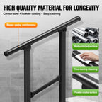 Outdoor Stair Handrail for 1–2 Steps Adjustable Metal Safety Railing Black