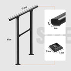 Outdoor Stair Handrail for 1–2 Steps Adjustable Metal Safety Railing Black