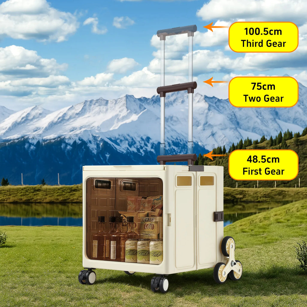 Foldable Shopping Cart Trolley with Stair Climbing Wheels Grocery Utility Basket