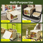 Foldable Shopping Cart Trolley with Stair Climbing Wheels Grocery Utility Basket
