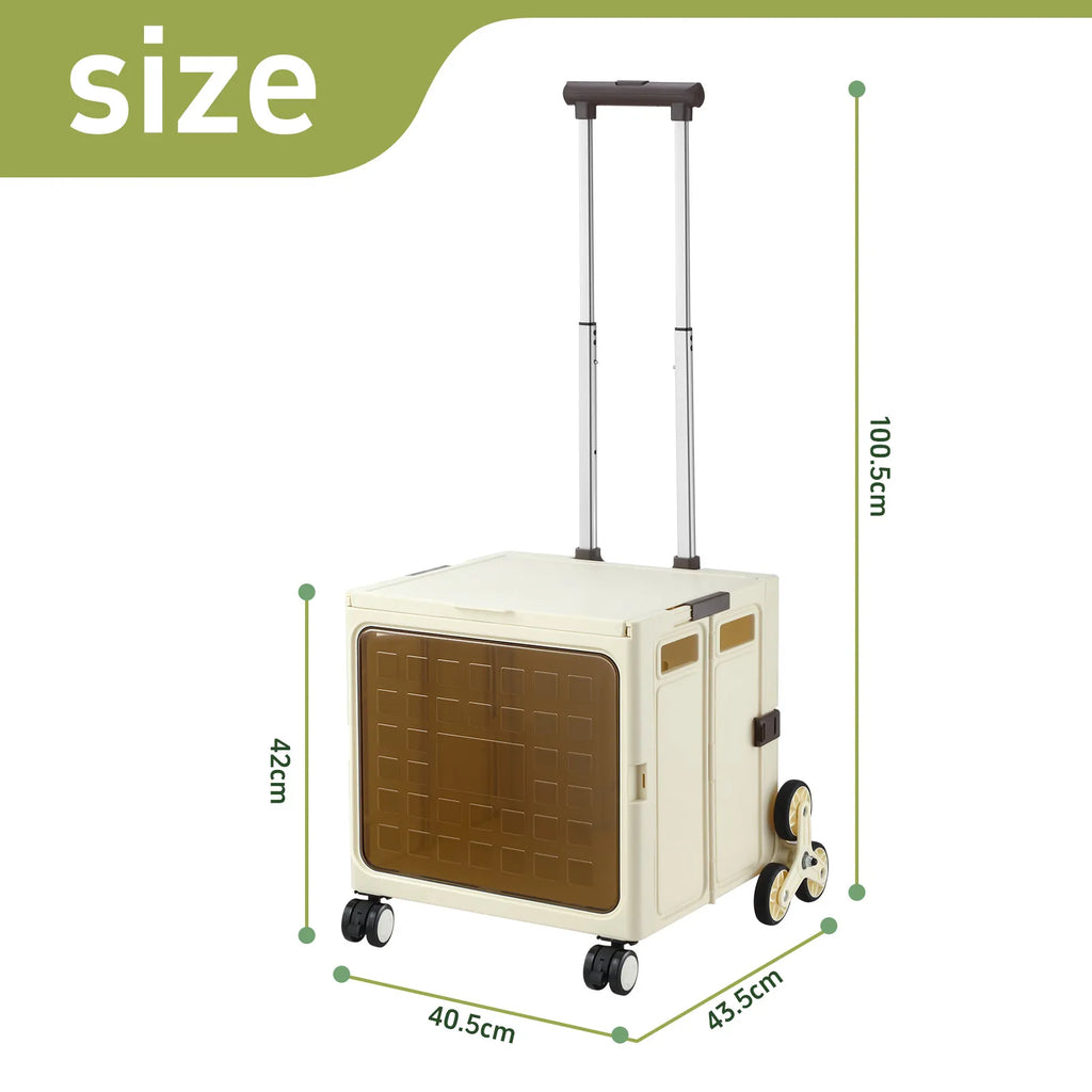 Foldable Shopping Cart Trolley with Stair Climbing Wheels Grocery Utility Basket