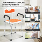 Adjustable Shower Chair Bath Seat Bathtub Aid Bench with Armrests Bathroom Safety Aid