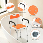 Adjustable Shower Chair Bath Seat Bathtub Aid Bench with Armrests Bathroom Safety Aid