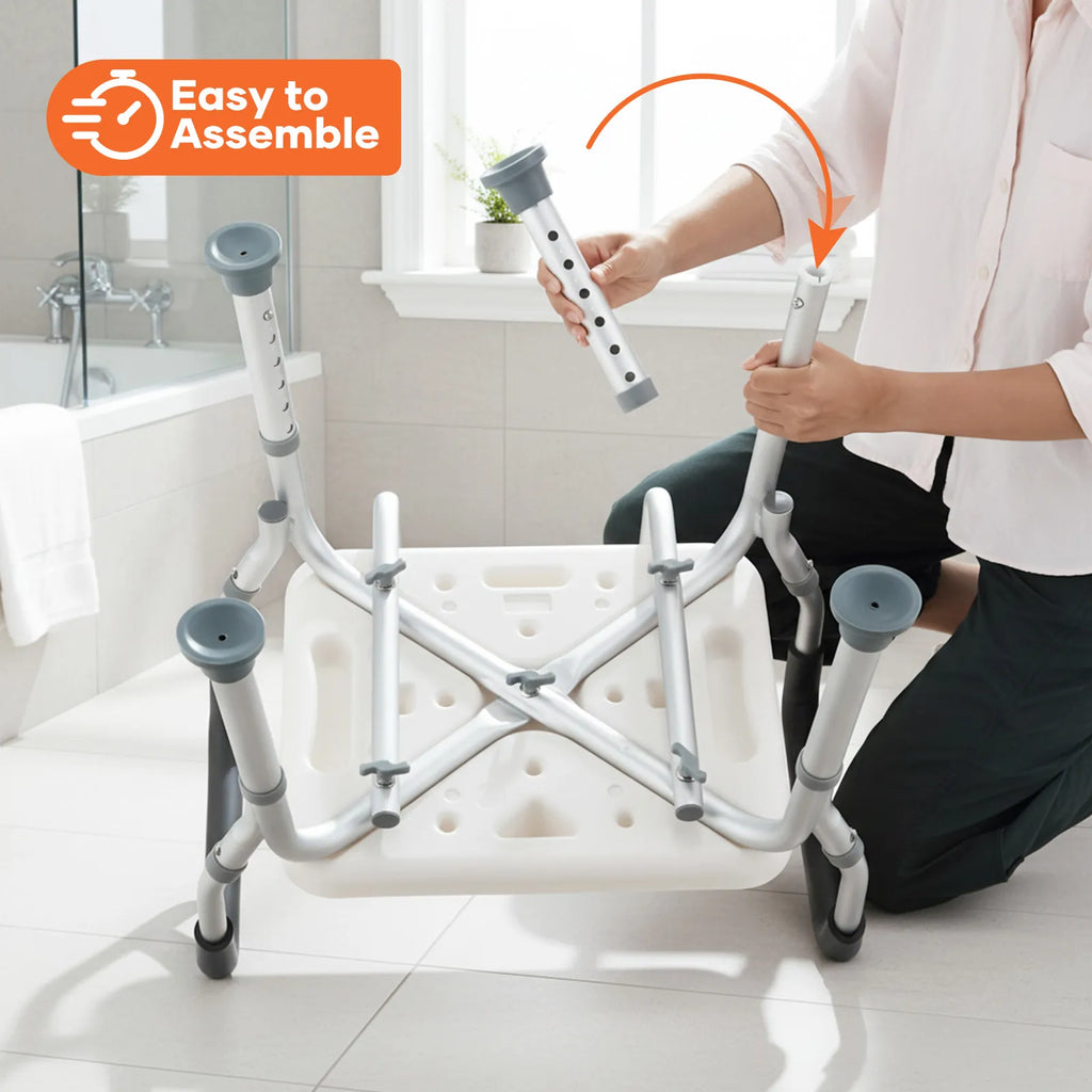 Adjustable Shower Chair Bath Seat Bathtub Aid Bench with Armrests Bathroom Safety Aid