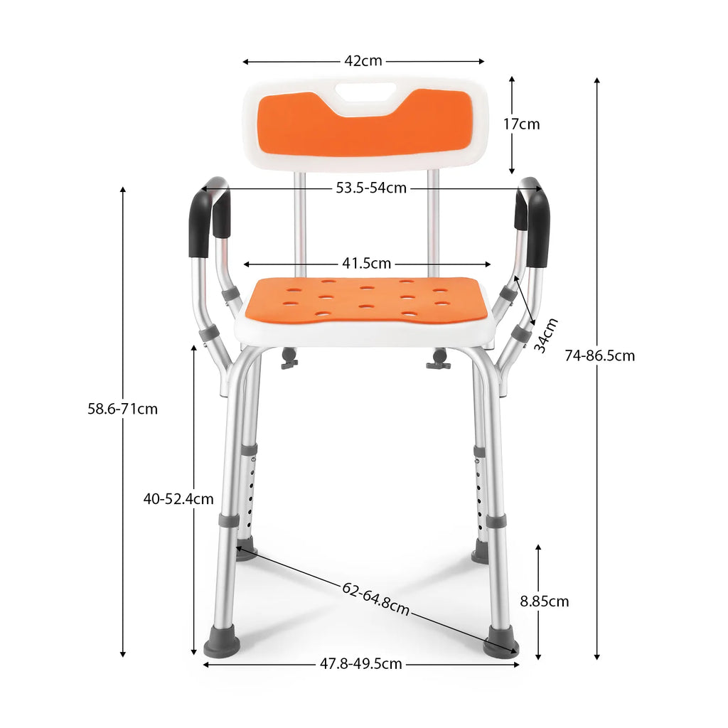Adjustable Shower Chair Bath Seat Bathtub Aid Bench with Armrests Bathroom Safety Aid