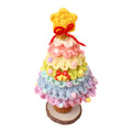 Pastel purple blue crochet mini Christmas tree with star and bell topper