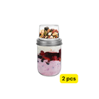 2PCS Overnight Oats Jars Airtight Dual Layer Mason Jars - Yogurt Parfait Cups with Wet Dry Separation