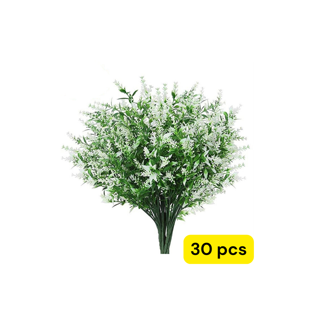 30PCS Artificial Lavender Flowers – UV Resistant Outdoor Faux Plants Garden Decor