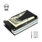 Slim Carbon Fiber RFID Blocking Wallet – Metal Credit Card Holder with Money Clip