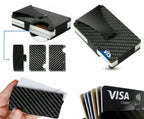 Slim Carbon Fiber RFID Blocking Wallet – Metal Credit Card Holder with Money Clip
