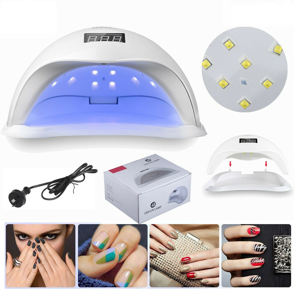 120W LED UV Nail Lamp Gel Polish Dryer – Professional Manicure Curing Light (AU Plug)