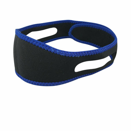 Black anti snoring chin strap with blue trim