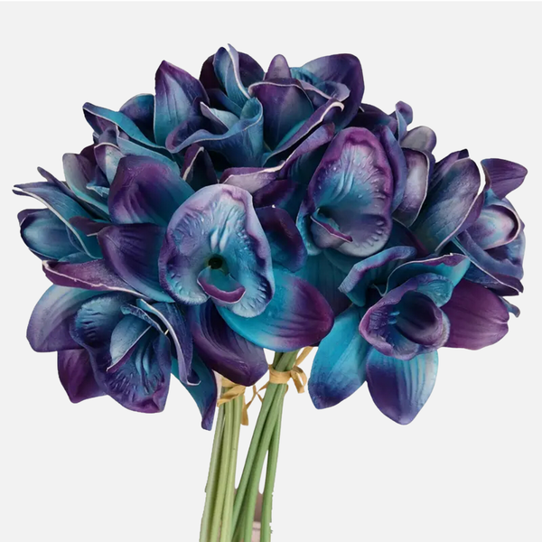 1PC Artificial Orchid Stem - Purple Turquoise Faux Flower Branch for Home and Event Decor