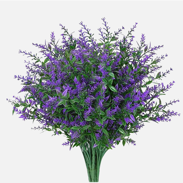 30PCS Artificial Lavender Flowers – UV Resistant Outdoor Faux Plants Garden Decor