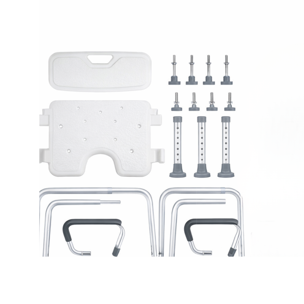 Adjustable Aluminium Shower Chair Bath Seat with Armrests Bathroom Safety Stool