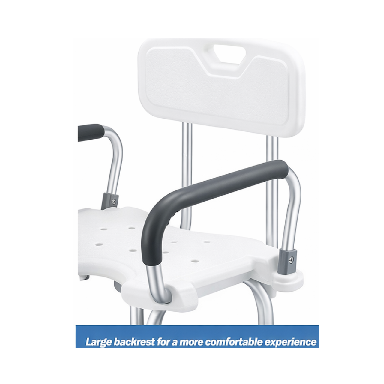 Adjustable Aluminium Shower Chair Bath Seat with Armrests Bathroom Safety Stool
