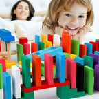 Wooden Domino Blocks Set – Kids Tumbling Dominoes Building Toy (240 pcs)