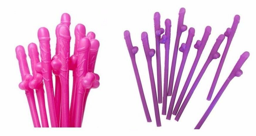 10/20/30 Hens Night Novelty Party Straws Mix Colours Nude Pink Bachelorette Drink Straws