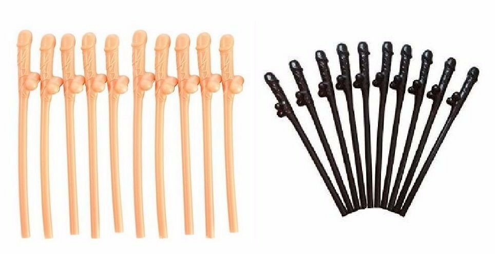 10/20/30 Hens Night Novelty Party Straws Mix Colours Nude Pink Bachelorette Drink Straws