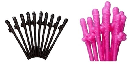 10/20/30 Hens Night Novelty Party Straws Mix Colours Nude Pink Bachelorette Drink Straws