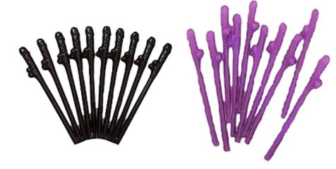 10/20/30 Hens Night Novelty Party Straws Mix Colours Nude Pink Bachelorette Drink Straws