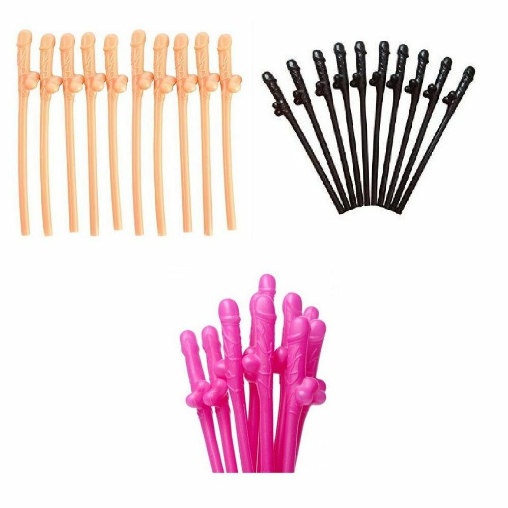 10/20/30 Hens Night Novelty Party Straws Mix Colours Nude Pink Bachelorette Drink Straws