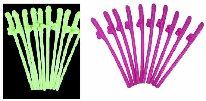 10/20/30 Hens Night Novelty Party Straws Mix Colours Nude Pink Bachelorette Drink Straws