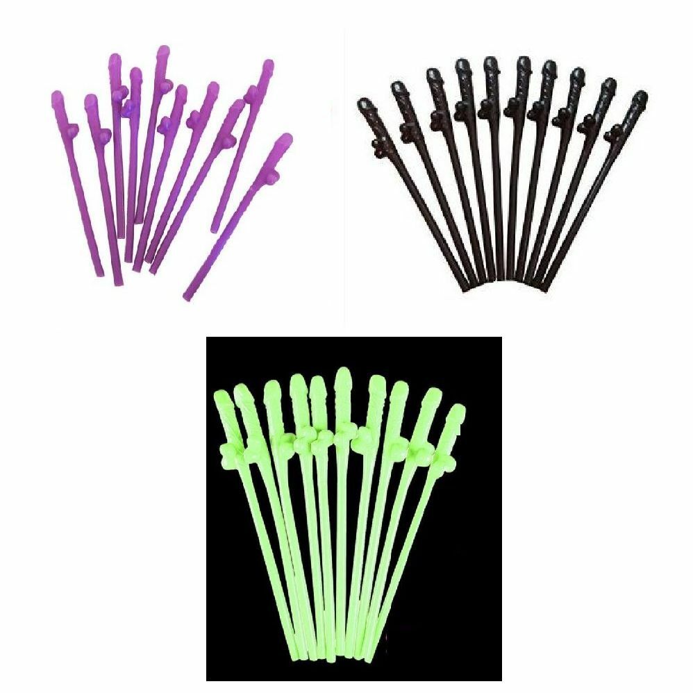 10/20/30 Hens Night Novelty Party Straws Mix Colours Nude Pink Bachelorette Drink Straws