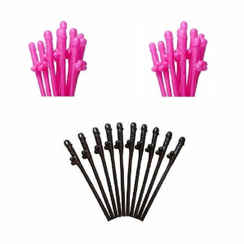 10/20/30 Hens Night Novelty Party Straws Mix Colours Nude Pink Bachelorette Drink Straws