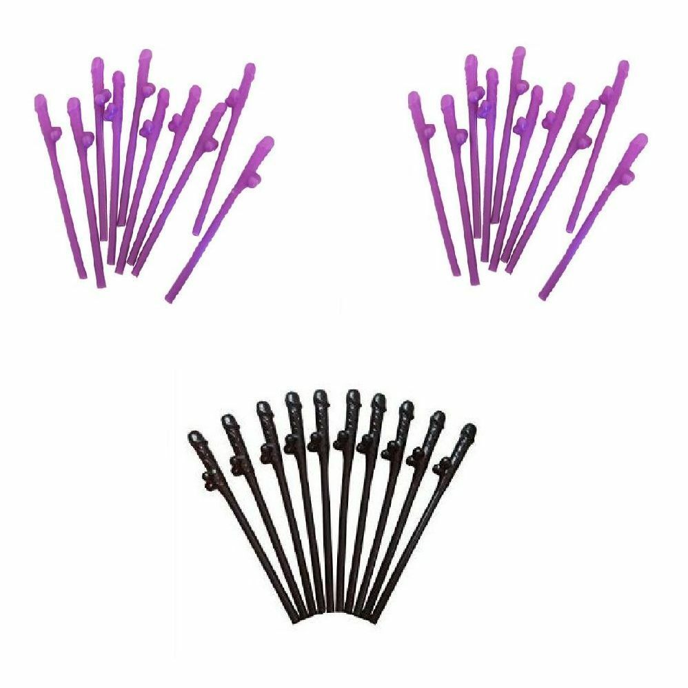 10/20/30 Hens Night Novelty Party Straws Mix Colours Nude Pink Bachelorette Drink Straws