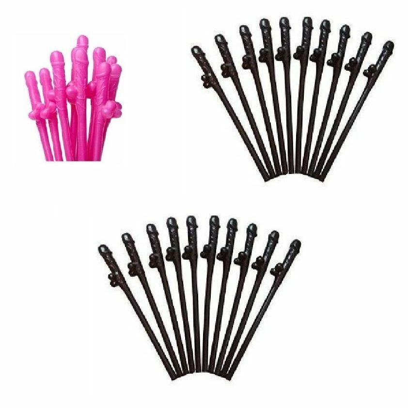 10/20/30 Hens Night Novelty Party Straws Mix Colours Nude Pink Bachelorette Drink Straws